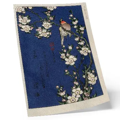 Katsushika Hokusai Robin on a Cherry Blossom Branch Art Print decorative poster