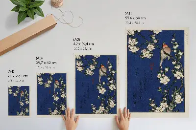 Katsushika Hokusai Robin on a Cherry Blossom Branch Art Print decorative poster