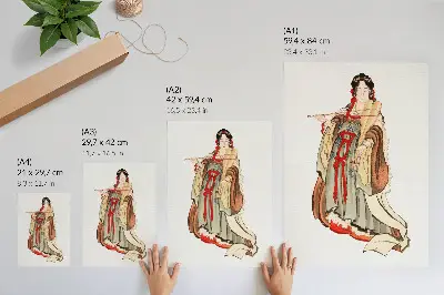 Art print featuring Benten, the Goddess of Love, in an 18th–19th century Japanese illustration by Katsushika Hokusai