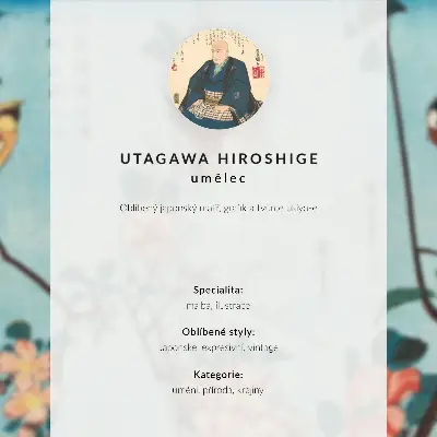 Decorative poster featuring a Ukiyo-e illustration of a Camellia and Nightingale by Utagawa Hiroshige