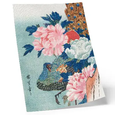 Peacock and Peonies by Utagawa Hiroshige vintage Japanese woodblock print decorative poster