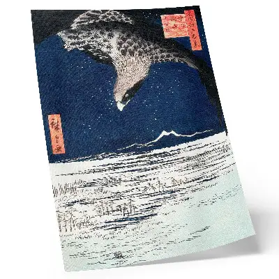 Poster vintage Japanese Hawk Ukiyo-e print by Utagawa Hiroshige (1857)