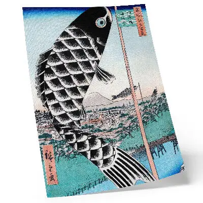 Decorative poster featuring Utagawa Hiroshige's Suidobashi and Surugadai Bridge from 1857