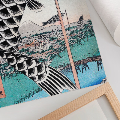Decorative poster Utagawa Hiroshige's Suidobashi and Surugadai Bridge (1857)
