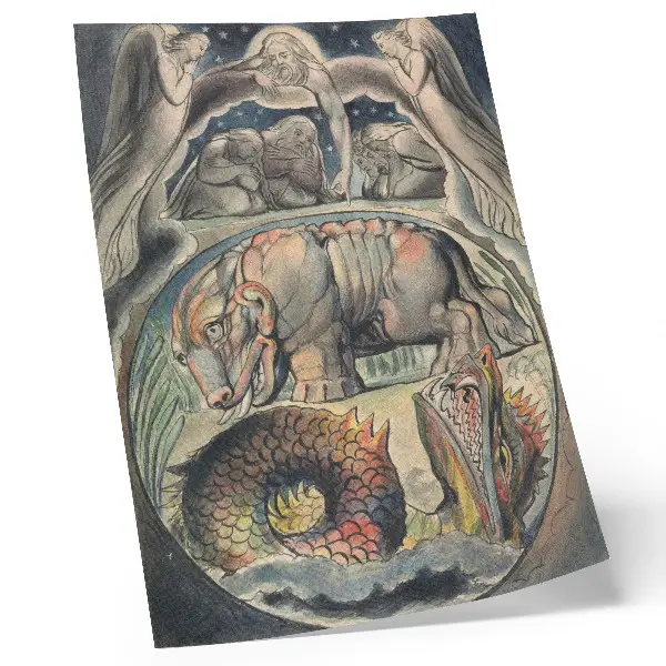 Behemoth and Leviathan after William Blake premium wall art