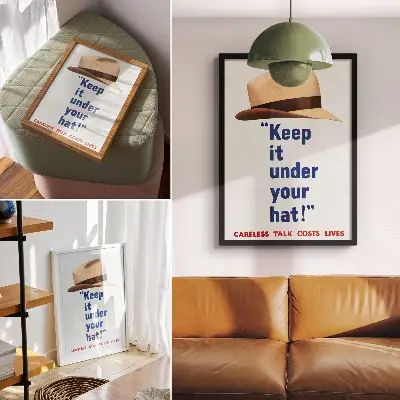 Art print high resolution 1940s Keep It Under Your Hat! poster by St. Michael's Press Ltd