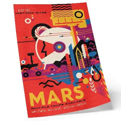 Space travel to the planet Mars decorative poster decorative poster
