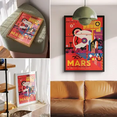 Space travel to the planet Mars decorative poster decorative poster