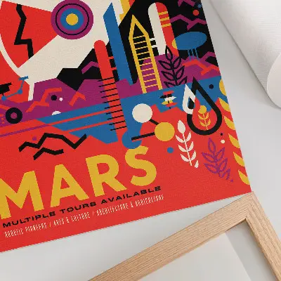 Space travel to the planet Mars decorative poster decorative poster