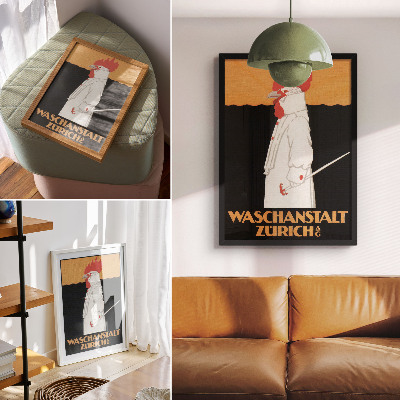 Decorative poster Waschanstalt Zurich (1905), a historic advertising poster by Robert Hardmeyer