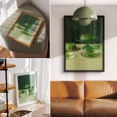 Premium wall art Green jellies on different plates