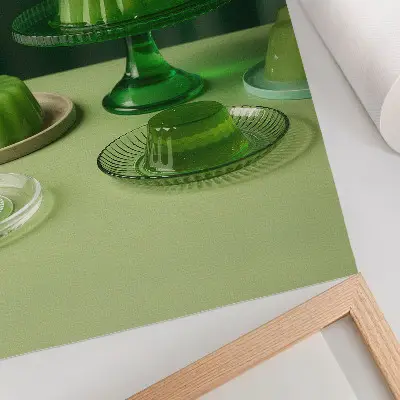 Green jellies wall art served on different plates