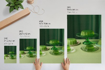 Premium wall art Green jellies on different plates