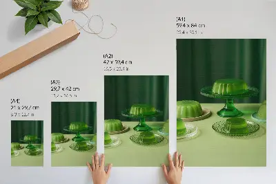 Green jellies wall art served on different plates