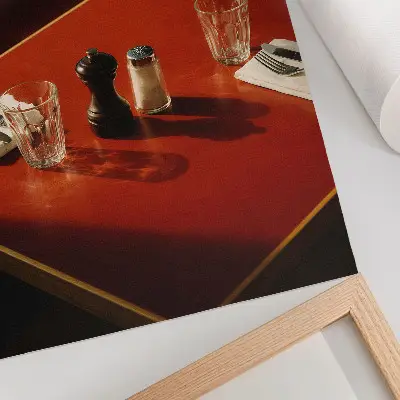 Decorative poster a restaurant table with spices and glassware