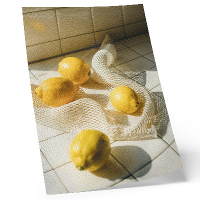 Poster Lemons on a wire mesh in a kitchen setting