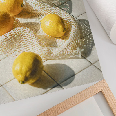 Poster Lemons on a wire mesh in a kitchen setting