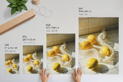 Poster Lemons on a wire mesh in a kitchen setting