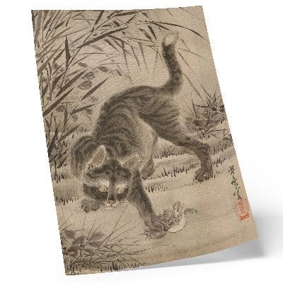 Premium wall art Cat Catching a Frog by Kawanabe Kyosai