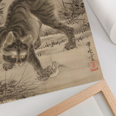 Premium wall art Cat Catching a Frog by Kawanabe Kyosai