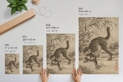 Premium wall art Cat Catching a Frog by Kawanabe Kyosai