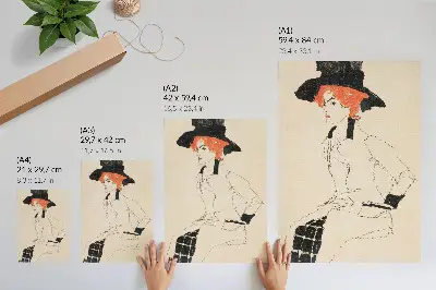 Portrait of a Woman by Egon Schiele feminine line art print from The MET collection