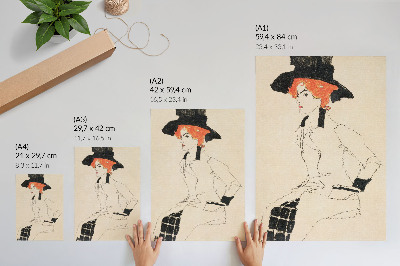 Premium wall art Portrait of a Woman (1910) by Egon Schiele – a feminine line drawing from the collection of The MET