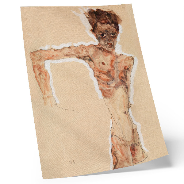 Decorative poster Naked Man: Self-Portrait (1911) by Egon Schiele – a male painting from the collection of The MET Museum