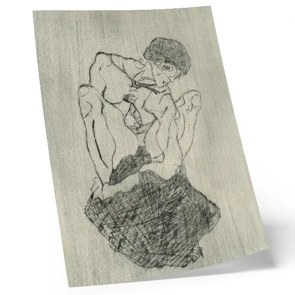 Egon Schiele's Graphic Work (1971) feminine line drawing premium wall art from The MET collection
