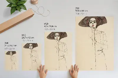 Decorative poster featuring a feminine line drawing of Portrait of a Woman (1910) by Egon Schiele from The MET collection