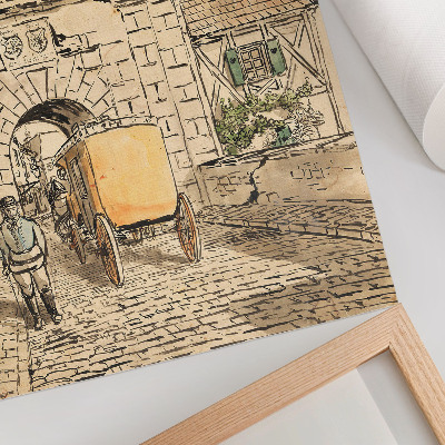 Poster City gate with carriage (student work) by Egon Schiele