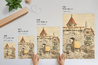 Poster City gate with carriage (student work) by Egon Schiele
