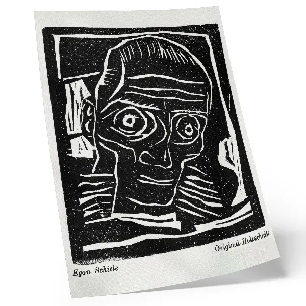 Art print abstract illustration of a head by Egon Schiele from Die Aktion, year 6, no. 39/40 (1916)