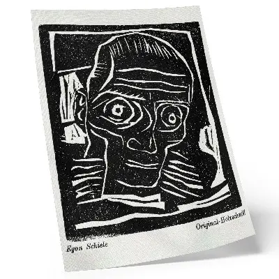 Art print abstract illustration of a head by Egon Schiele from Die Aktion, year 6, no. 39/40 (1916)