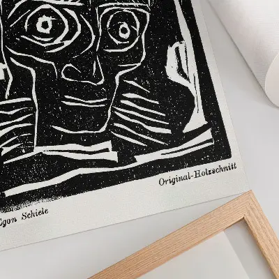 Art print abstract illustration of a head by Egon Schiele from Die Aktion, year 6, no. 39/40 (1916)