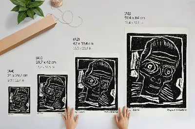 Art print abstract illustration of a head by Egon Schiele from Die Aktion, year 6, no. 39/40 (1916)