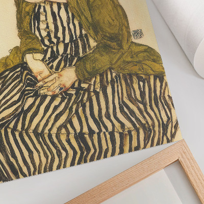Decorative poster Portrait of Edith Schiele in a Striped Dress (1915) by Egon Schiele