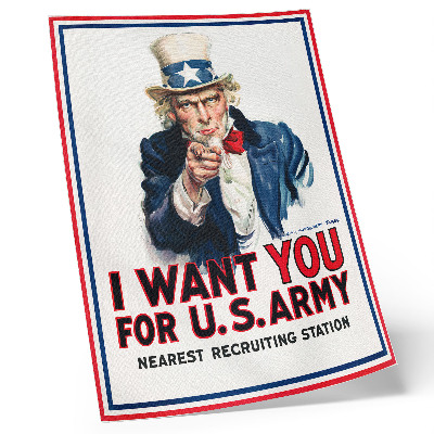 Poster Wanted poster for American soldiers, an aesthetic lithograph by James Montgomery Flagg