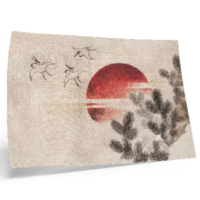 Decorative canvas print featuring Katsushika Hokusai's Birds and Sunset from Album of Sketches 1814 vintage Japanese woodblock print