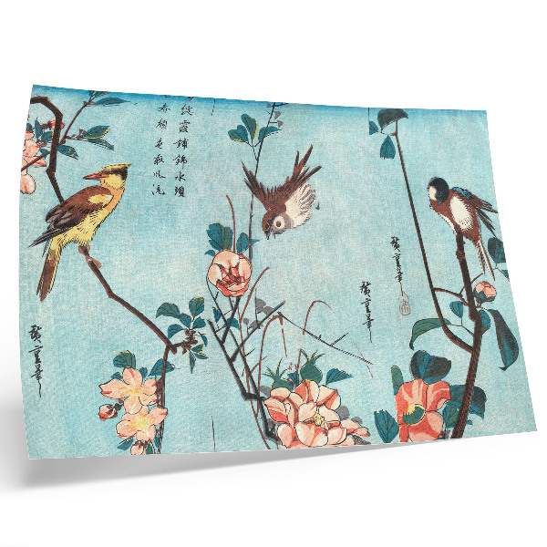 Photo canvas Japanese Birds and Flowers (1833) – vintage woodblock prints by Utagawa Hiroshige