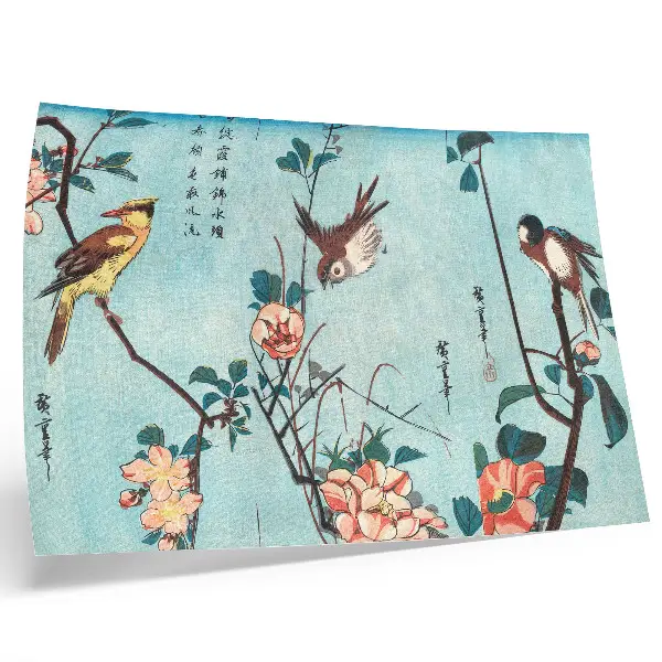 Photo canvas vintage woodblock print of Japanese Birds and Flowers by Utagawa Hiroshige from 1833