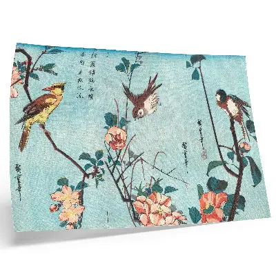 Photo canvas vintage woodblock print of Japanese Birds and Flowers by Utagawa Hiroshige from 1833