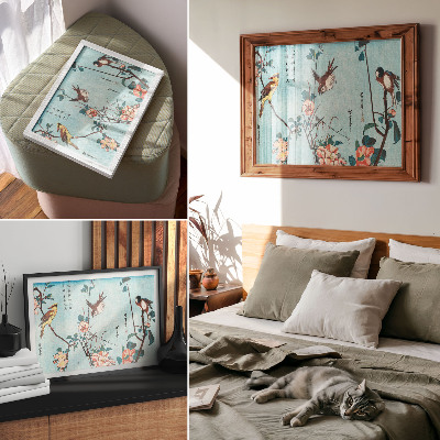 Photo canvas Japanese Birds and Flowers (1833) – vintage woodblock prints by Utagawa Hiroshige