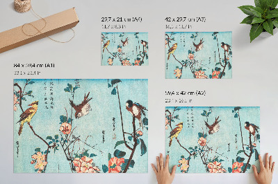 Photo canvas Japanese Birds and Flowers (1833) – vintage woodblock prints by Utagawa Hiroshige