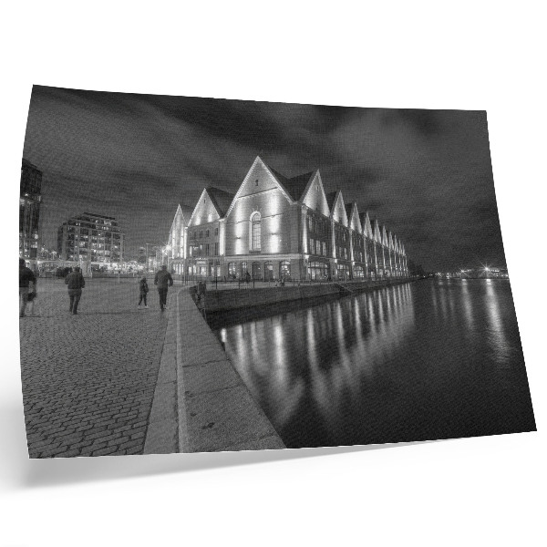 Decorative canvas print Monochromatic architecture with reflection in the water
