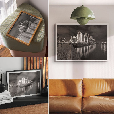 Decorative canvas print Monochromatic architecture with reflection in the water