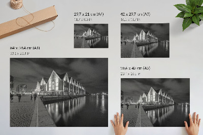 Decorative canvas print Monochromatic architecture with reflection in the water