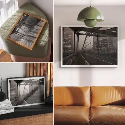 Photo canvas featuring a majestic city bridge with austere architectural elegance