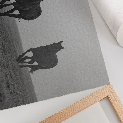 Decorative canvas print Horses running, gentle fog, peaceful space