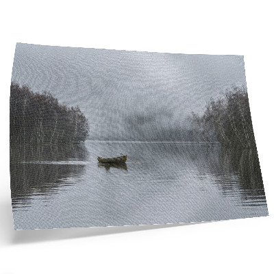Photo canvas Sky and water, fog and trees, peace and quiet